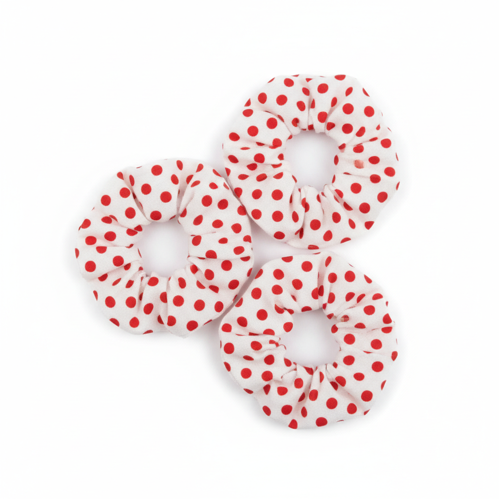Poka Dotz scrunchie set with red polka dots